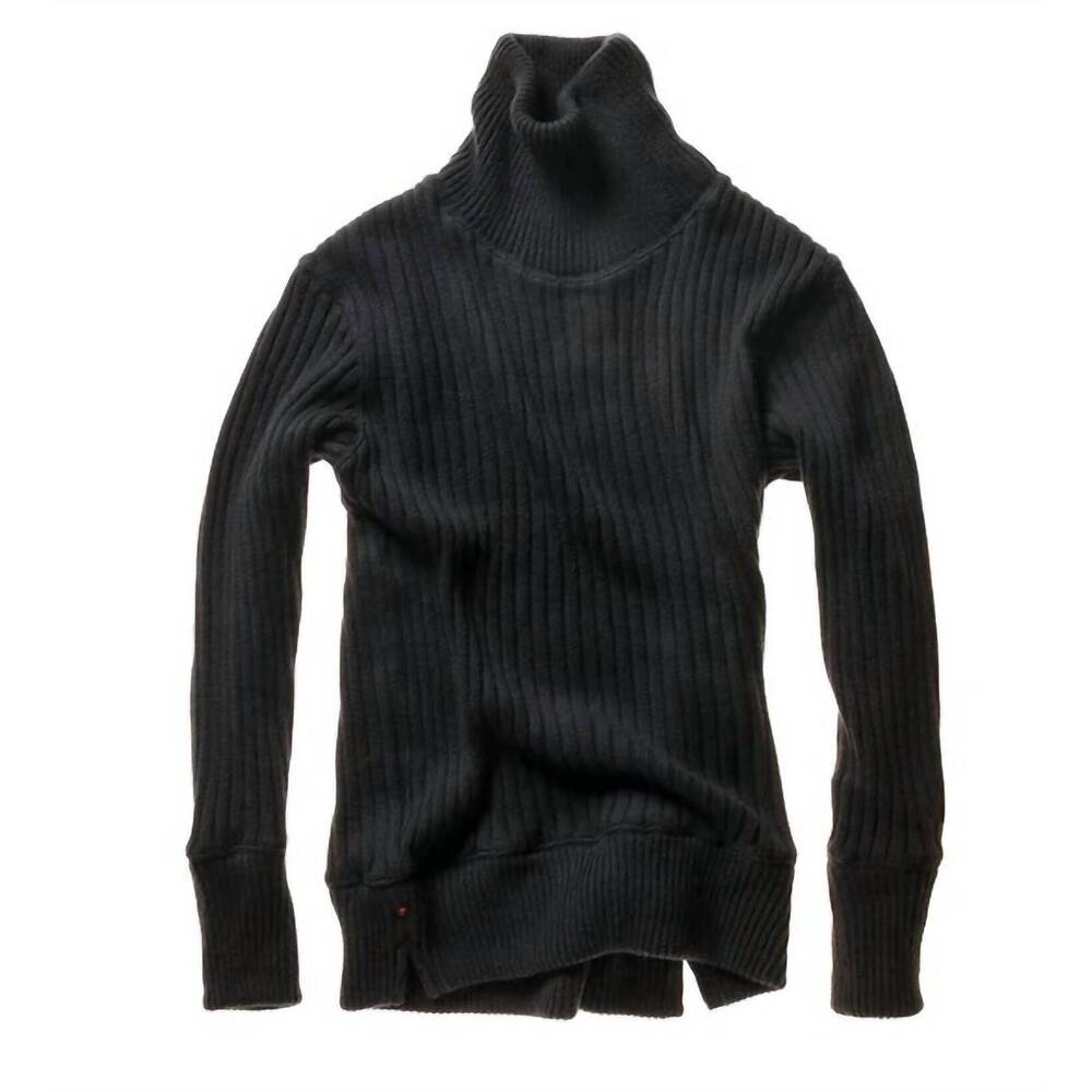 NEW RELWEN men's cotton wool rib turtleneck sweater in black